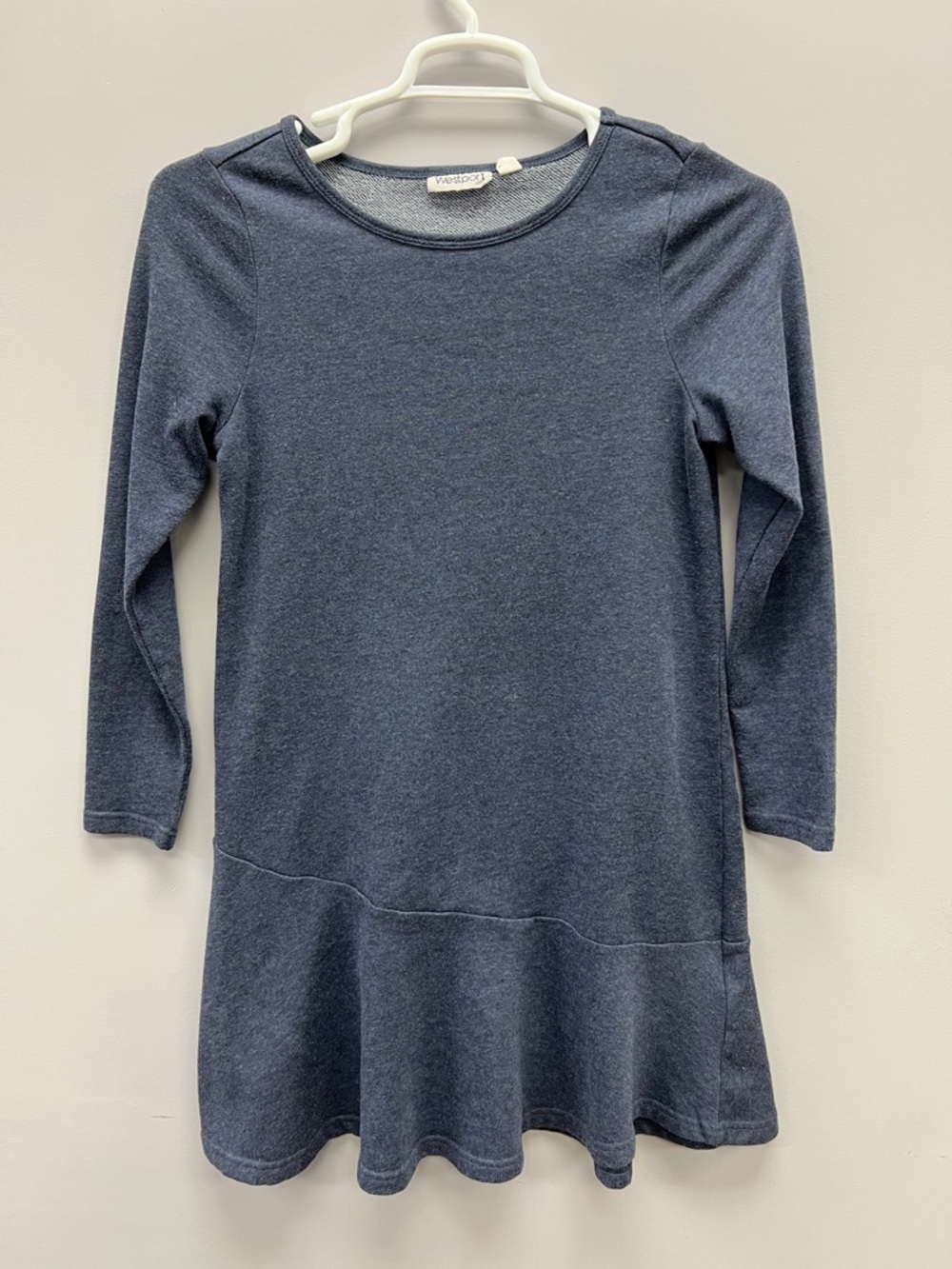 Westport Navy Blue Long Sleeve Ruffle-Hem Dress